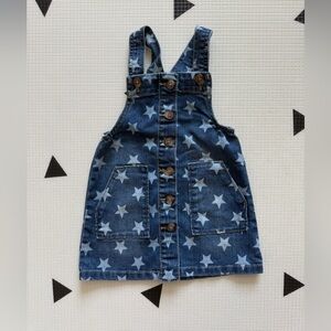 Wonder Nation|Baby girl,toddler Star print Denim Overall Dress (skirtall)•••2T